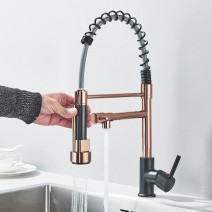 Black Rose Gold Kitchen Faucet Pull Down Sprayer Swivel Sink Mixer Single Handle