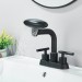 Black 4 Modes Bathroom Sink Faucet 3Hole 4in Centerset Vanity Mixer With Drain - view 14