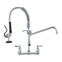 21" Commercial Pre-rinse Faucet Wall Mount Kitchen Sink Faucet W/ Sprayer