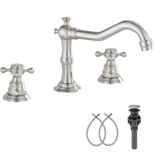 8 Inch Widespread Bathroom Faucet Brushed Nickel 2 Handle 3 Hole Vanity Sink Tap