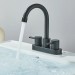 Black 4in Centerset Bathroom Sink Faucet 3 Hole Vanity Mixer 2 Handle With Drain - view 4