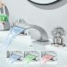 LED Bathroom Sink Faucet 3 Hole Widespread Basin Vanity Mixer Tap Brushed Nickel - view 2