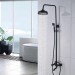 Black Exposed Tub Shower System Wall Mount 8Inch Rain Outdoor Shower Fixture Set - view 3