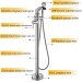 Brushed Nickel Bathtub Faucet Freestanding Floor Mount Waterfall Tub Filler Taps - view 9