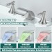 LED Waterfall Bathroom Faucet 3 Holes Sink Vanity Faucet 2Handle Brushed Nickel - view 4