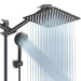 Black Rain Shower Head High Pressure Handheld Spray Combo With Adjustable Arm - view 2