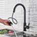Kitchen Sink Faucet Black Pull Down/Out Sprayer Swivel Single Handle Mixer Taps - view 7