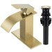Brushed Gold Bathroom Sink Faucet Single Handle Waterfall Vanity Mixer With Drain - view 2