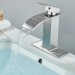 Brushed Nickel Bathroom Faucet Waterfall 1Hole Vanity Sink Mixer Taps With Drain - view 3