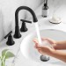 Black Bathroom Sink Faucet 3 Holes 8in Widespread Vanity Mixer Faucet With Drain - view 4