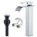 Chrome Bathroom Sink Faucet Single Handle Tall Waterfall Vessel Mixer Taps Drain - view 2