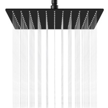 16" Black Square Rain Shower Head High‑Pressure Large Rainfall Fixed Shower Head