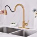 Kitchen Sink Faucet Brushed Gold Pull Down Sprayer Single Handle Mixer W/Cover - view 6