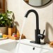 Black Bathroom Sink Faucet Single Handle Lavatory Vanity Mixer Taps With Drain - view 4
