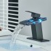 Black LED Bathroom Sink Faucet 1 Hole Waterfall Vanity Mixer Faucet With Drain - view 5
