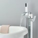 Chrome Bathtub Faucet Floor Mount Freestanding Waterfall Tub Filler W/Hand Spray - view 7