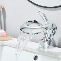 Modern Bathroom Faucet Waterfall Sink Vanity Mixer Taps Single Handle Chrome
