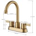Bathroom Sink Faucet 3 Hole Brushed Gold 4inch Centerset Vanity Mixer With Drain - view 9