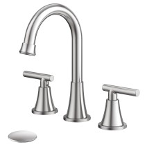 Brushed Nickel 8in Widespread Bathroom Sink Faucet 3Hole Vanity Mixer With Drain
