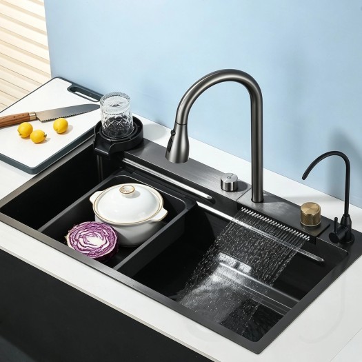 31.5" Kitchen Sink With Faucet Stainless Steel Drop In Single Bowl Workstation