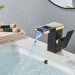 Black Gold Bathroom Sink Faucet Single Handle LED Waterfall Basin Vanity Mixer - view 6