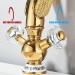 Gold Swan Bathroom Sink Faucet 1 Hole Vanity Mixer Dual Handle Swivel Spout Taps - view 5
