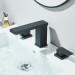 Widespread Bathroom Sink Faucet Black 2-Handle 3 Hole Vanity Basin Mixer W/Drain - view 4