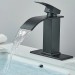 Black Waterfall Bathroom Faucet Sink Vanity Mixer Single Handle W/ Pop Up Drain - view 3