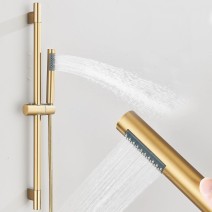 Brushed Gold Shower Head With Shower Slide Bar Handheld Shower Spray 59" Hose