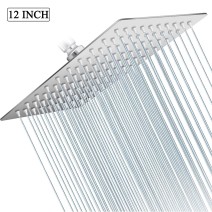 Chrome 12" Rain Shower Head High Flow Large Square Showerhead Stainless Steel