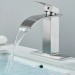 Bathroom Sink Vanity Faucet Brushed Nickel 3 Hole Waterfall Basin Mixer W/Drain - view 3