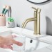 Brushed Gold Modern Bathroom Sink Faucet Single Handle 1 Hole Vanity Basin Tap - view 3