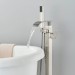 Brushed Nickel Freestanding Bathtub Faucet Floor Mounted Tub Filler Hand Shower - view 9