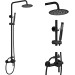 Black Shower Faucet System Outdoor Shower Fixtures Kit 8" Rain Shower Head Combo - view 2