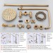 Antique Brass Rainfall Shower Faucet System Set Wall Mount Shower Mixer Fixture - view 13
