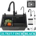 21.7" Black Kitchen Sink With Faucet Single Bowl Top Mount Sink Stainless Steel - view 3
