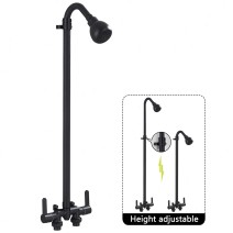Black Rain Outdoor Shower Kit 2 Handle Outside Shower Fixture System Wall Mount