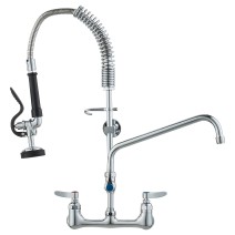 Commercial Faucet Kitchen Sink Pre Rinse Faucet Wall Mount W/ Sprayer 25" Height