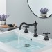 Oil Rubbed Bronze Widespread Bathroom Sink Vanity Faucet 3 Hole 2 Handle W/Drain - view 5