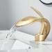 Luxury Waterfall Bathroom Sink Faucet Brushed Gold Single Handle Vanity Faucet - view 3