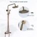 Antique Brass Rainfall Shower Faucet System Set Wall Mount Shower Mixer Fixture - view 4