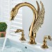 Gold Swan Bathroom Sink Faucet 3 Holes 2 Handle Basin Vanity Mixer Supply Lines - view 3