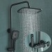 Black Shower System Rainfall Shower Faucet Fixtures Set W/Hand Shower Wall Mount - view 2