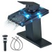Black LED Bathroom Sink Faucet 1 Hole Waterfall Vanity Mixer Faucet With Drain - view 2
