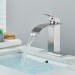 Brushed Nickel Bathroom Faucet Waterfall 1Hole Vanity Sink Mixer Taps With Drain - view 4