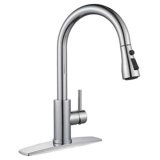 Chrome Kitchen Faucet Sink Pull Down Sprayer Single Handle Mixer Stainless Steel