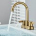 Bathroom Sink Faucet 3 Hole Brushed Gold 4inch Centerset Vanity Mixer With Drain - view 6