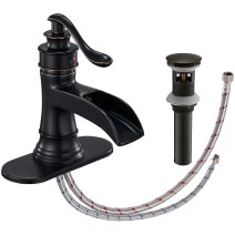 Oil Rubbed Bronze Bathroom Sink Faucet 1Hole Vanity Basin Mixer Tap Pop Up Drain
