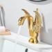 Gold Swan Bathroom Basin Sink Faucet Single Hole Handle Lavatory Vanity Mixer - view 9