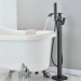 Freestanding Bathroom Bathtub Faucet Floor Mount Tub Filler Mixer System Black - view 2